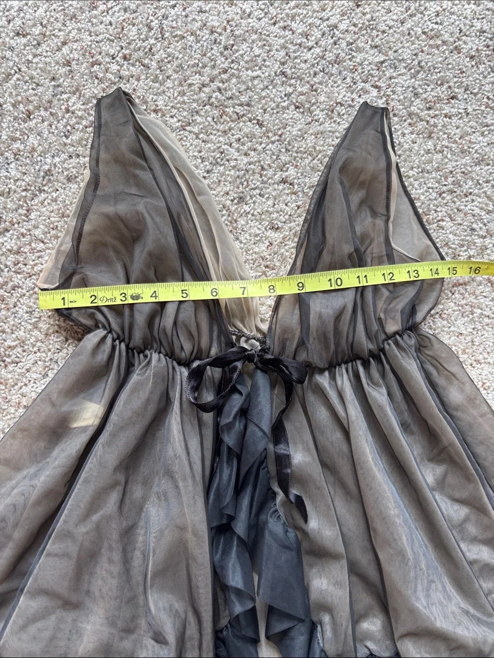 Vintage Black Sheer Chiffon Peignoir Babydoll Top - Picture 6 of 8